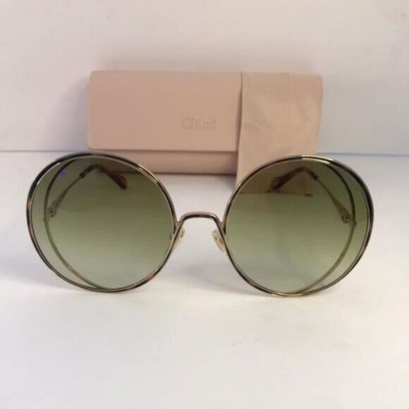 New Original Chloe Gold & Green Round Sunglasses HANAH COLLECTION